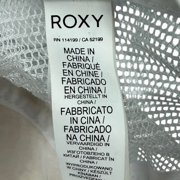 Roxy Women’s Floral Trucker Hat Green White Stripe Brim Mesh Back Adjustable Cap - Picture 6 of 8